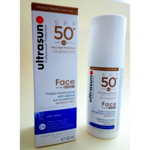 Face Tinted Honey SPF 50+ UVB + UVA  Wasserfest getöntes Anti-Aging Sonnenschutz-Gel von Ultrasun